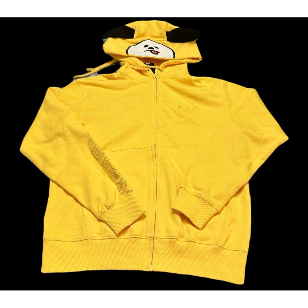 BTS-BT21  Chimmy Men's Yellow Zip-Up Hoodie with Character Hood M